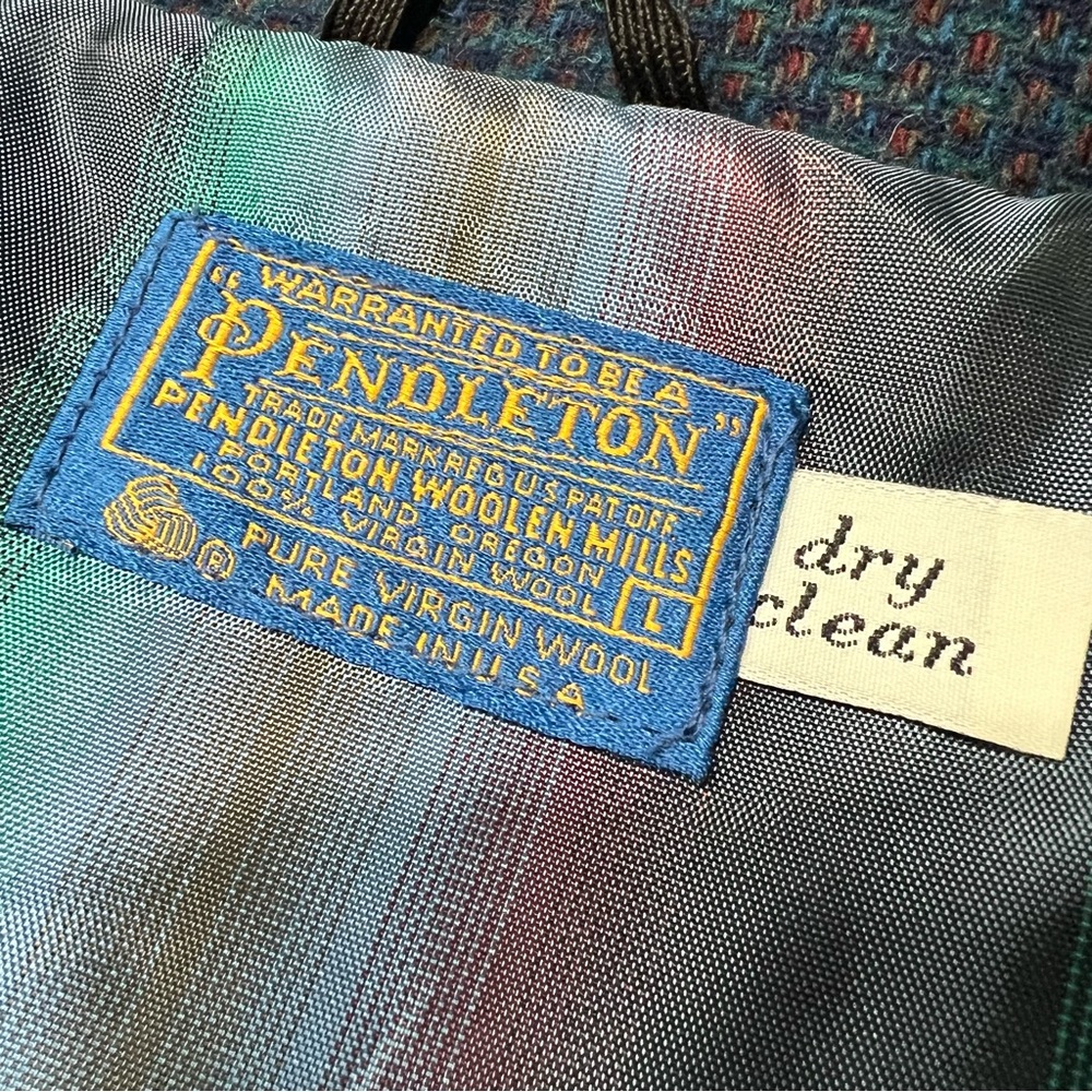 Vintage Pendleton wool tweed jacket blue Lined large USA NWOT 60s Rare Style - Picture 4 of 16